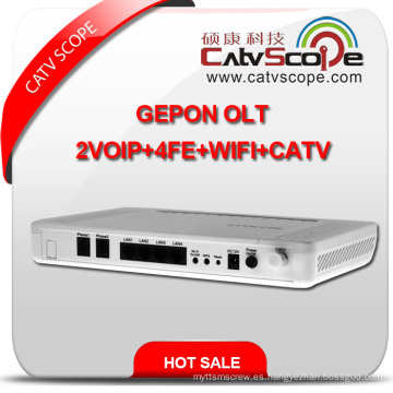 Alto rendimiento 4VoIP + 4fe + WiFi + CATV Gepon Unidad de terminal de red óptica ONU